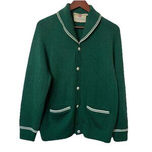 Vintage Curl Master Curling Sweater Womens M Wool Cardigan 70s 80s Green